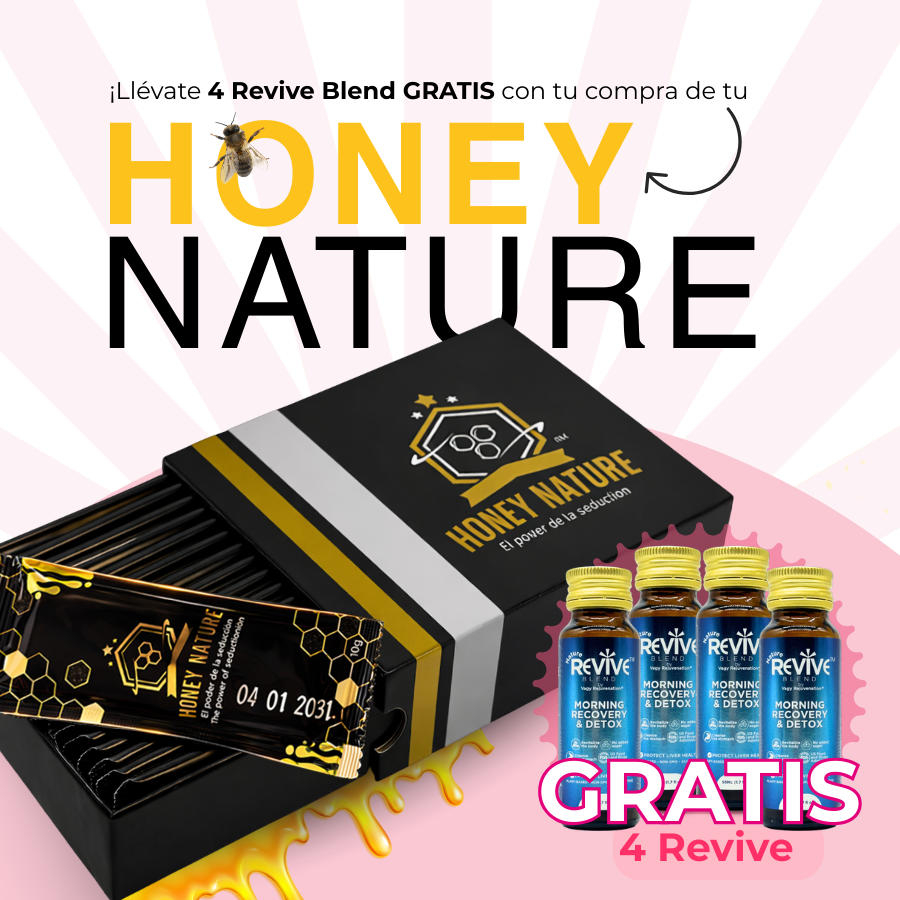Honey Nature – 12 Sachets (20g) + GRATIS 4 Frascos de Revive Blend